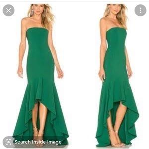 LIKELY Carlo Favorite Stretch Hi Lo Ruffle Gown